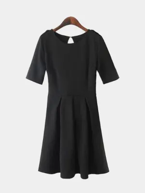Wholesale Black Round Neck Half Sleeve Plain Sexy Dresses
