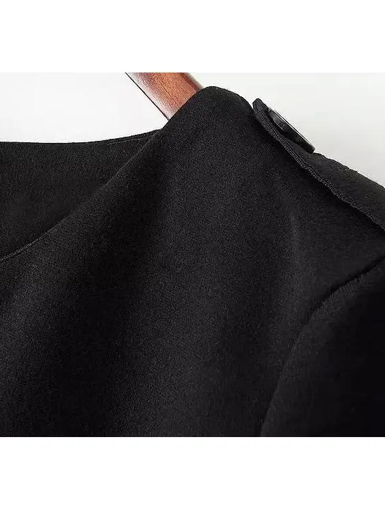 Wholesale Black Round Neck Half Sleeve Plain Sexy Dresses
