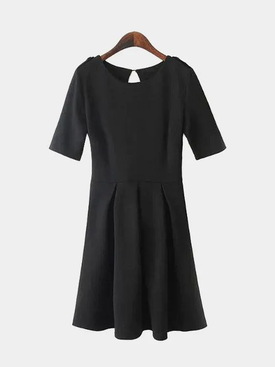 Wholesale Black Round Neck Half Sleeve Plain Sexy Dresses