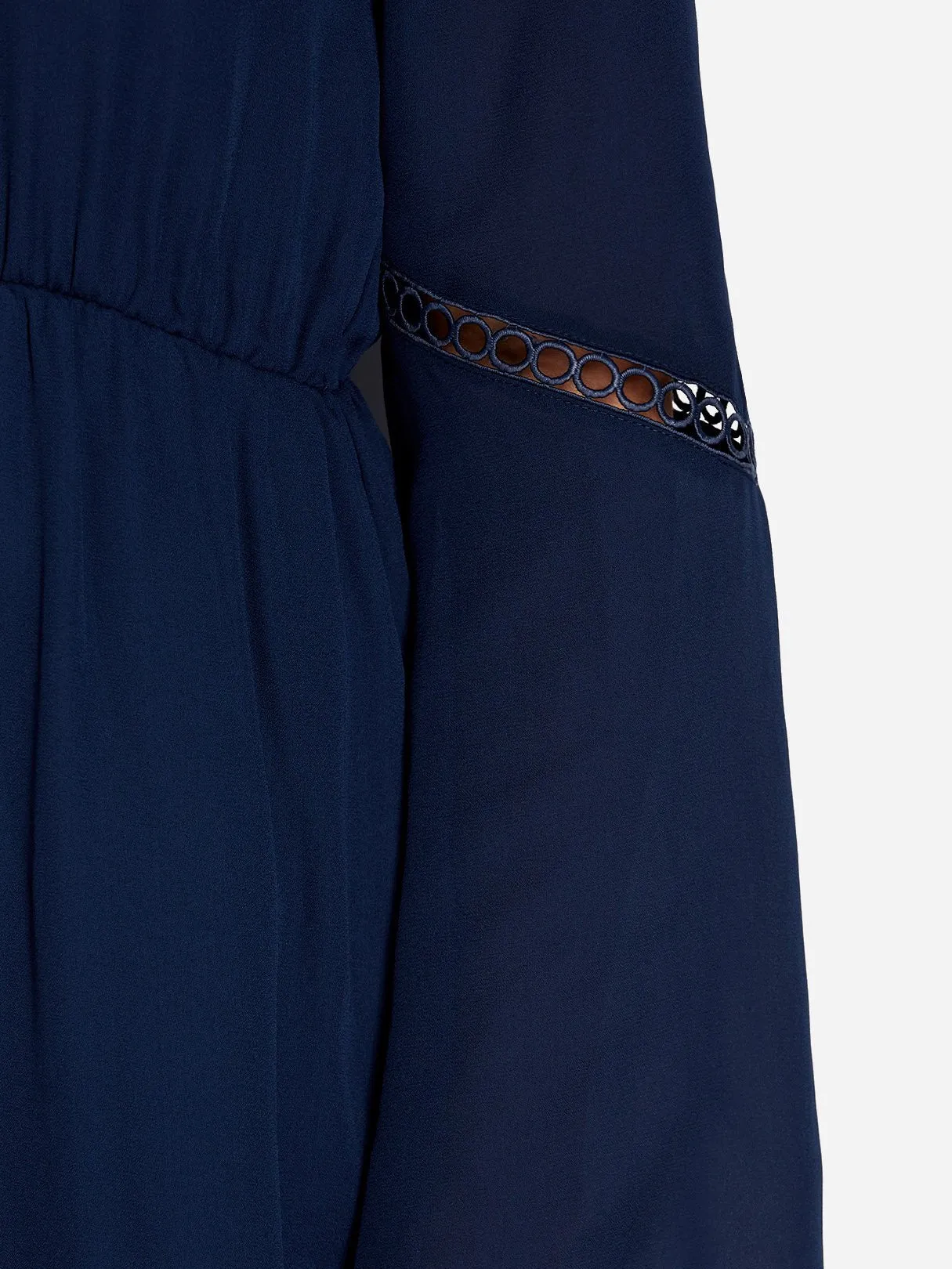 Wholesale Navy Round Neck Long Sleeve Wrap Sexy Dress