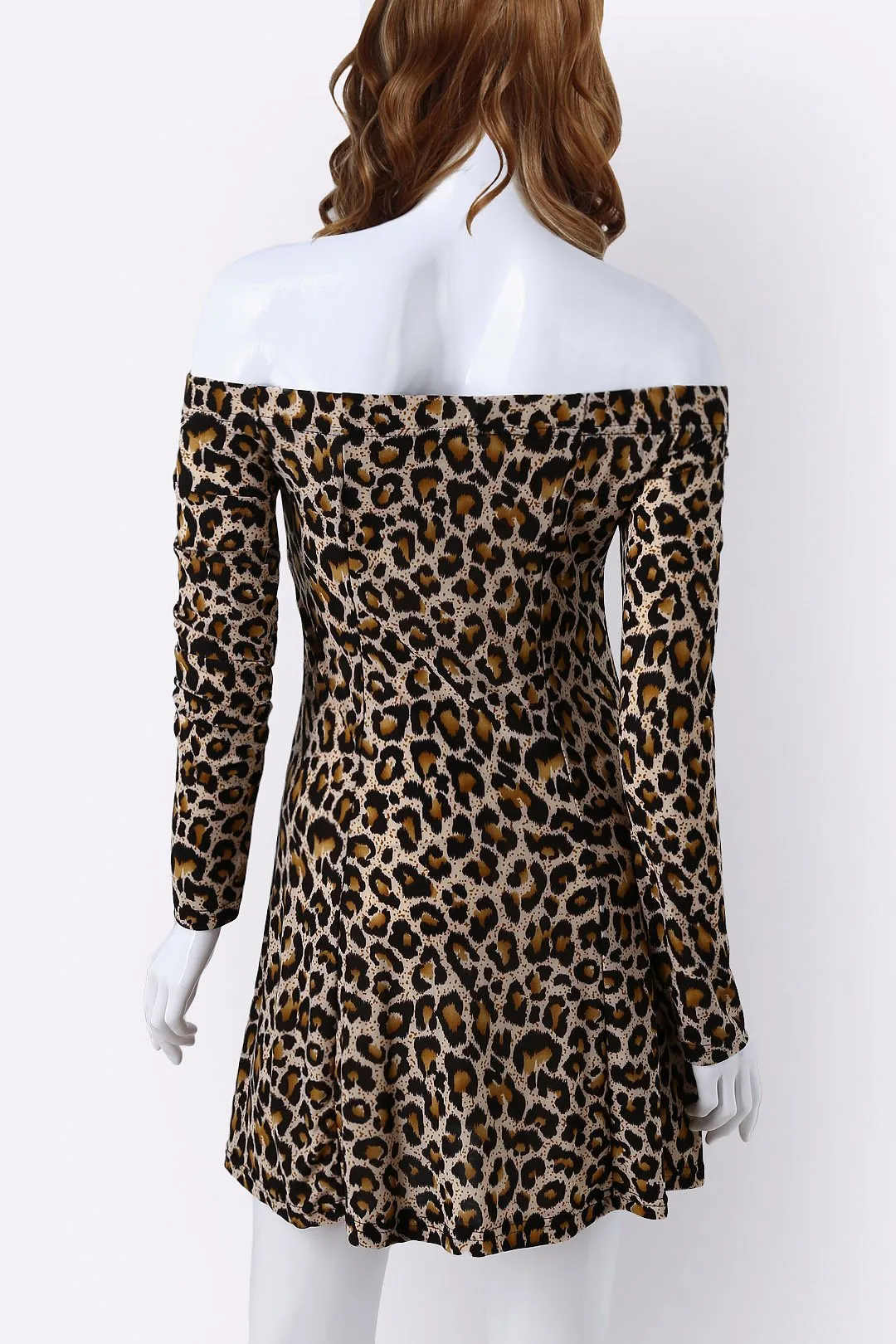 Wholesale Off The Shoulder Long Sleeve Leopard Sexy Dresses