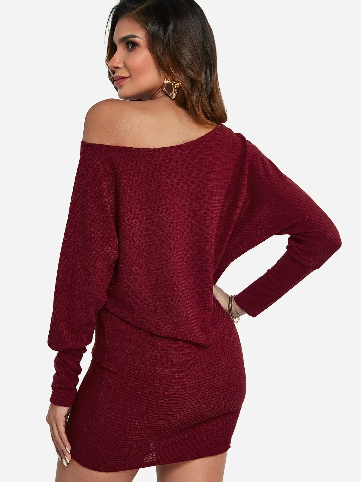 Wholesale One Shoulder Long Sleeve Plain Sexy Dress