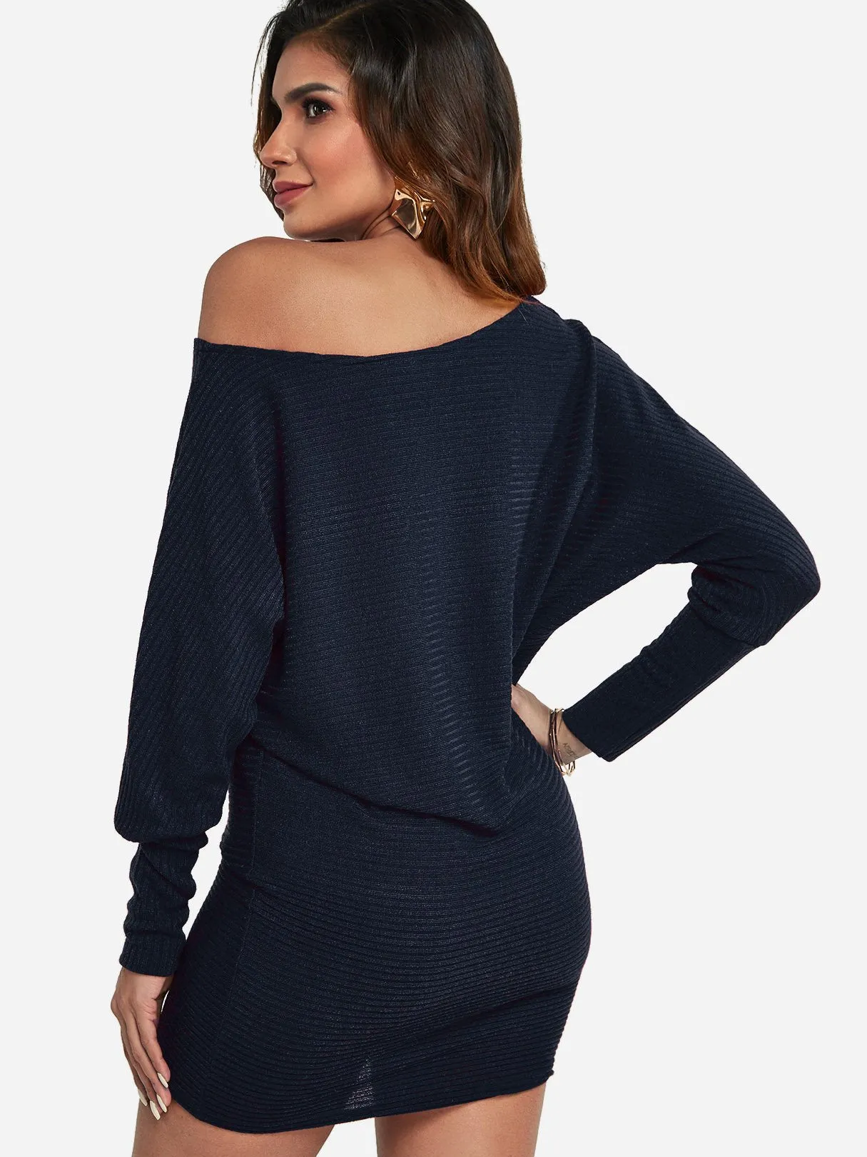 Wholesale One Shoulder Long Sleeve Plain Sexy Dress
