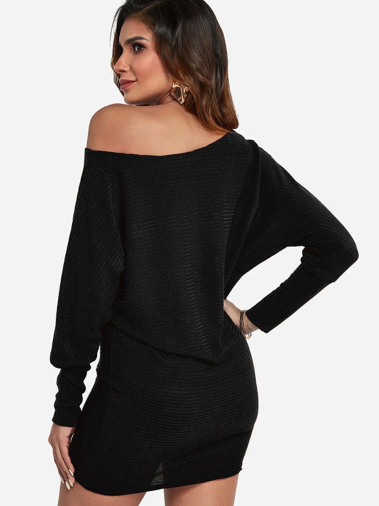 Wholesale One Shoulder Long Sleeve Plain Sexy Dress