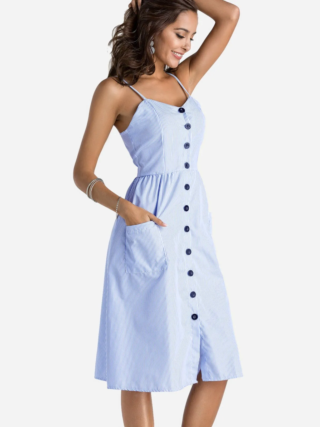 Wholesale Sleeveless Side Pockets Sexy Dress