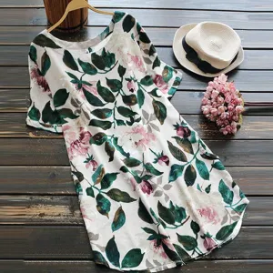 Women Lady Floral Print Mini Dress