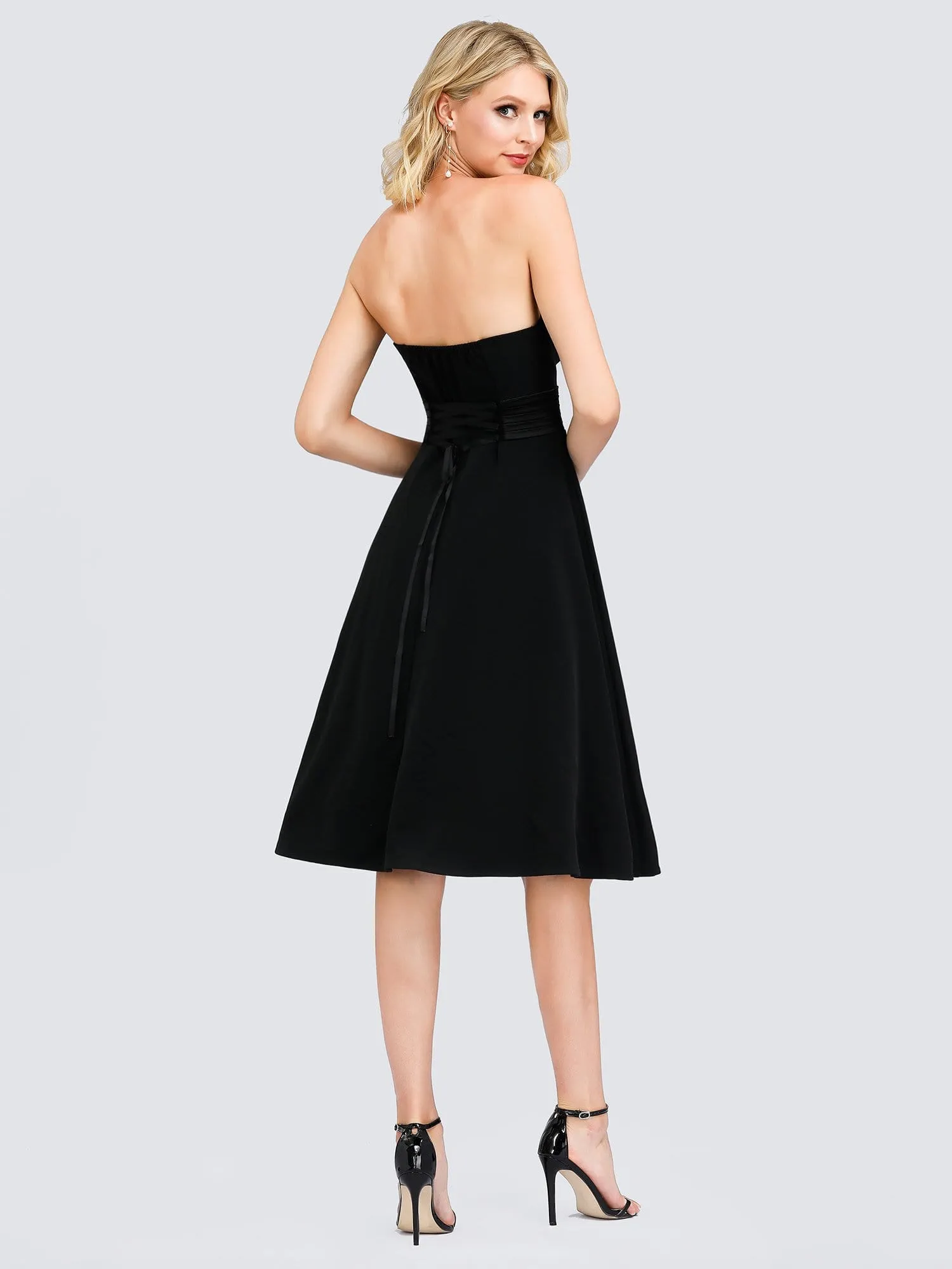 Women's  Simple Strapless Short Cocktail Dress