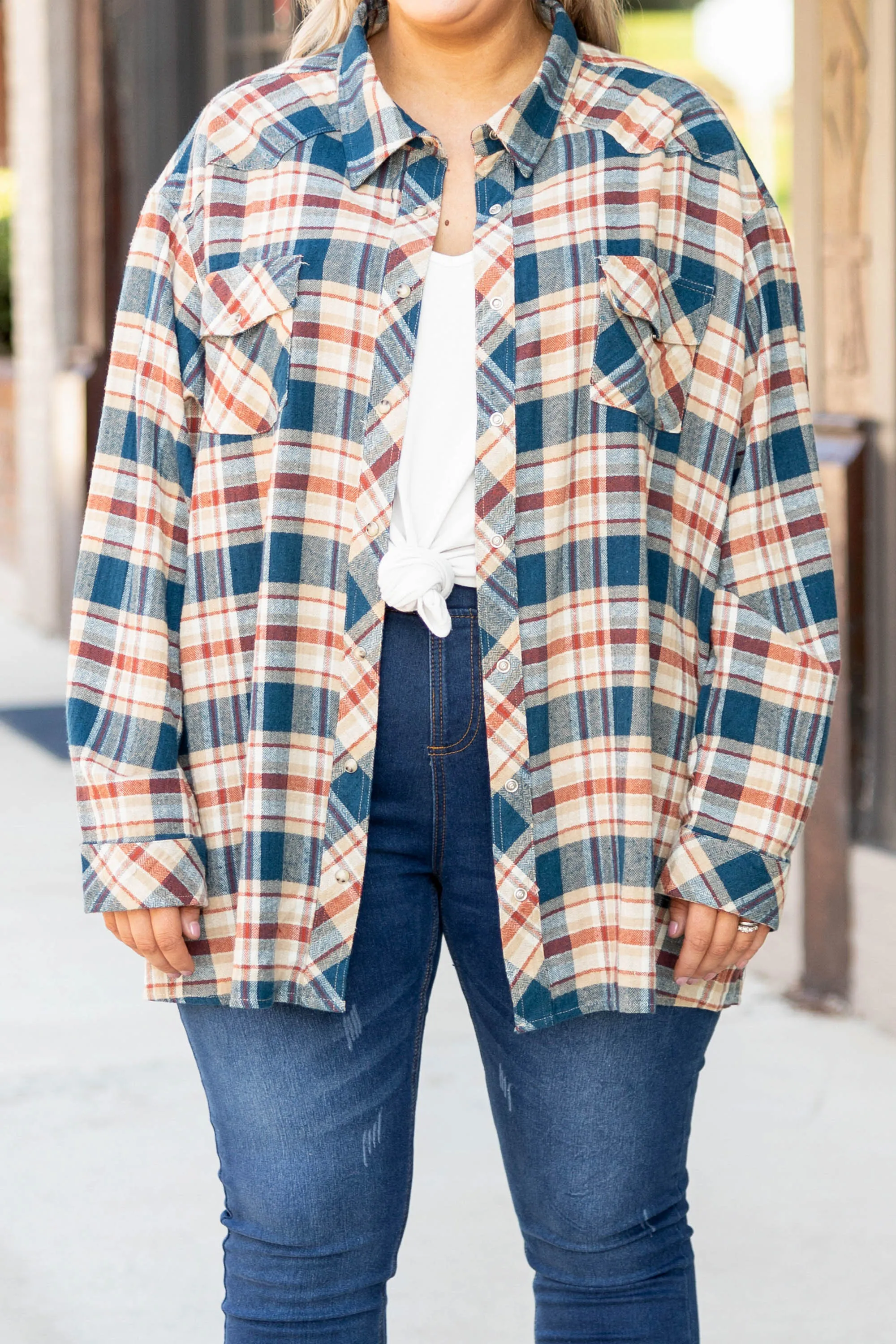 Work Hard Flannel, Multi Navy