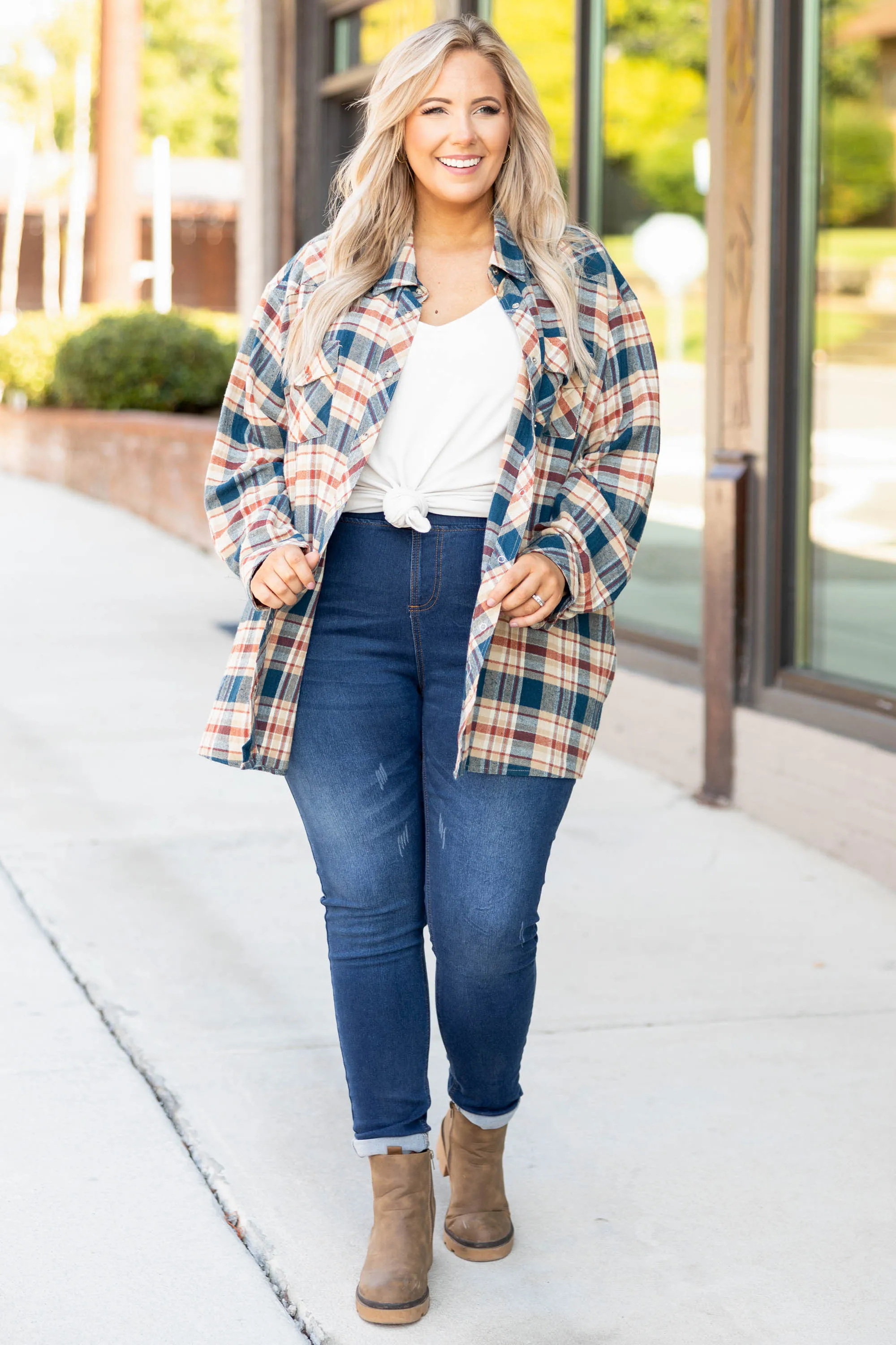 Work Hard Flannel, Multi Navy