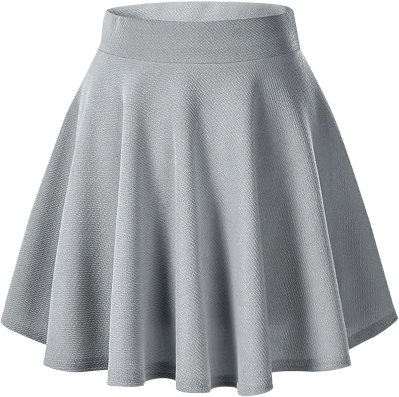 XOWRTE Women's Flared Pleated Skater Skirt Basic Casual High Waisted Ruffles Flared Mini Lingerie Skirts with Shorts