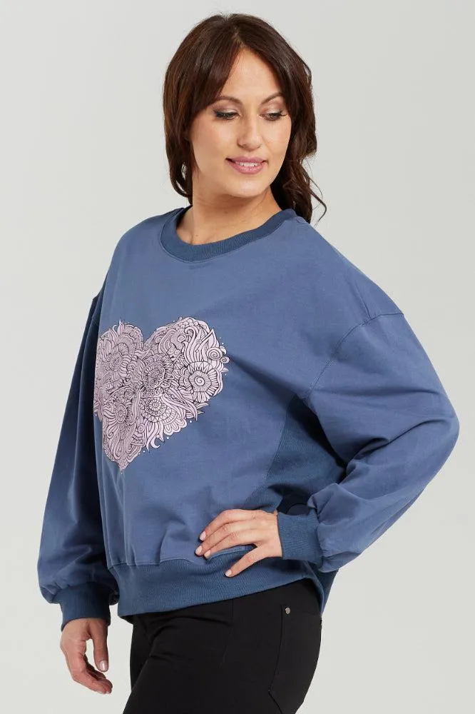 Zafina Nyla Jumper Blue Heart