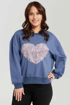 Zafina Nyla Jumper Blue Heart