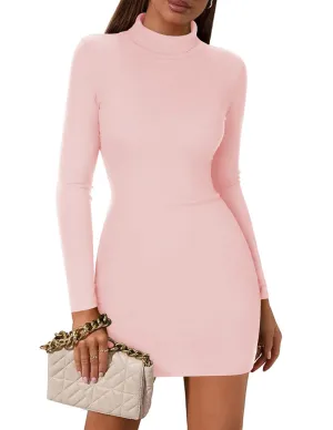 Zeagoo Women's Bodycon Dress Long Sleeve Slim Fit Turtleneck Dress